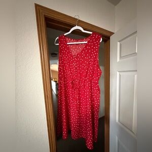 Red Polka Dot Sleeveless Dress